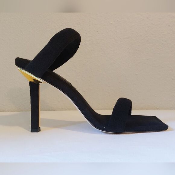 Good American Black Terry Slip On Heeled Sandals Sz 10.5 NEW IN BOX - Picture 2 of 16